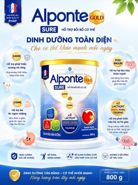 Sữa bột Alponte Sure Gold 800G – Bồi bổ sức khỏe người lớn tuổi